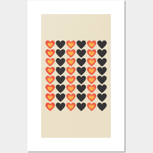 Red & Black, Multicolored Hearts Posters and Art